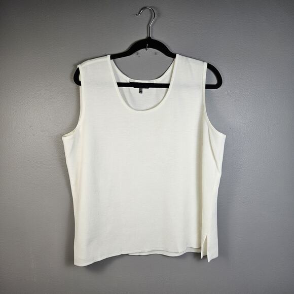 Ming Wang Mid-Length Scoop Neck Knit Tank Ivory Women's XL Career Layer Capsule - Picture 2 of 6